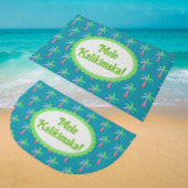Retro Tropical Personalized Tropical Palms Holiday ドアマット