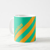Retro Tropical Punch Stripes with Name コーヒーマグカップ (正面左)