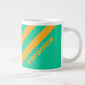 Retro Tropical Punch Stripes with Name ジャンボコーヒーマグカップ (右)
