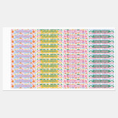 Retro Tropical Starfish & Shells Waterproof Name ラベル (シート)