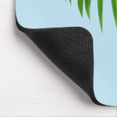 Retro Tropical Sun Palm Leaves Blue Minimal Name マウスパッド (コーナー)