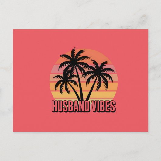Retro Tropical Sunset Husband Vibes シーズンポストカード (正面)