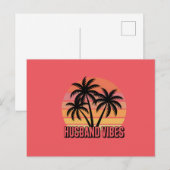 Retro Tropical Sunset Husband Vibes ポストカード (正面/裏面)