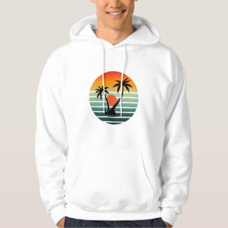Retro Tropical Sunset with Palm Trees パーカ