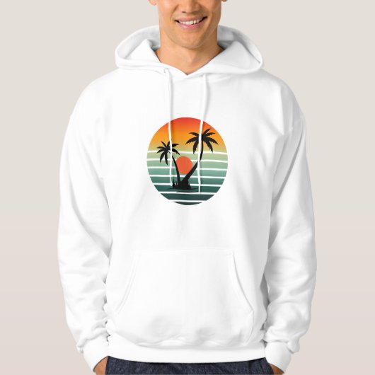 Retro Tropical Sunset with Palm Trees パーカ (正面)