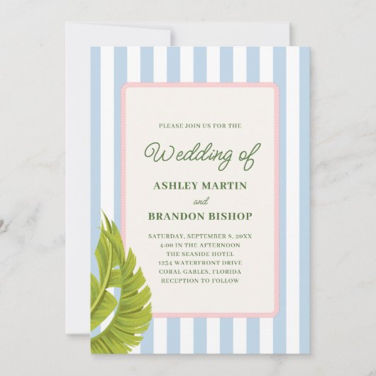 Retro Tropics Modern Coastal Island Wedding  招待状 (正面)