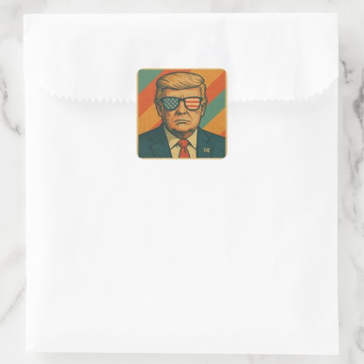 Retro Trump Sticker スクエアシール (バッグ)