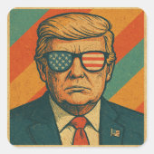 Retro Trump Sticker スクエアシール (正面)