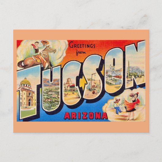 Retro Tucson Arizona Postcard ポストカード (正面)
