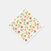 Retro Tulip Flowers pattern in orange pink and red スタンダードカクテルナプキン (角)