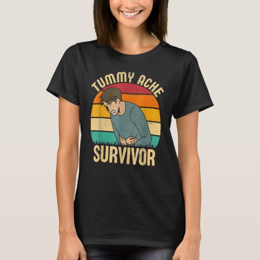 Retro Tummy Ache Survivor Stomachache  Men Women Tシャツ (正面)