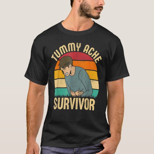 Retro Tummy Ache Survivor Stomachache  Men Women Tシャツ (正面)