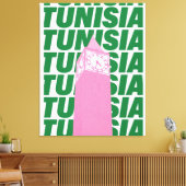 Retro Tunisia Clock Poster | Vintage Travel-Inspir キャンバスプリント (インサイチュ (リビング))