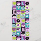 Retro Turquesa y Morado Estampado Geométrico Boda メニュー (裏面)