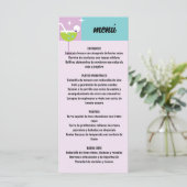 Retro Turquesa y Morado Estampado Geométrico Boda メニュー (スタンド正面)