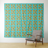 Retro Turquoise and Orange Trellis Tapestry タペストリー (インサイチュ(横))