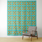 Retro Turquoise and Orange Trellis Tapestry タペストリー (インサイチュ)