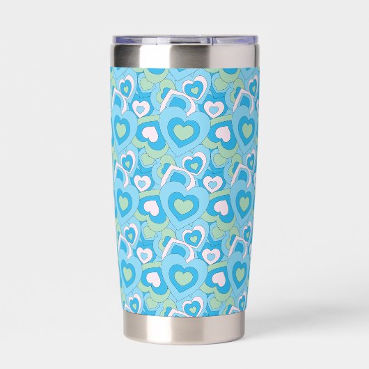 Retro Turquoise Heart Tumbler 保温保冷タンブラー (正面)