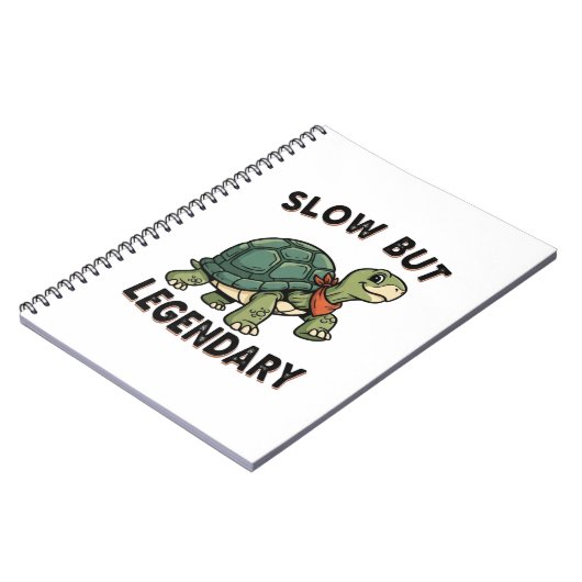 Retro Turtle Legendary Quote Lined Notebook ノートブック (左側)