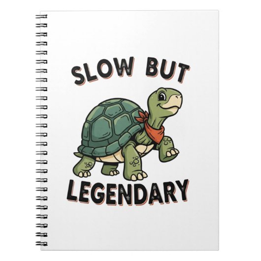 Retro Turtle Legendary Quote Lined Notebook ノートブック (正面)