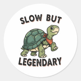 Retro Turtle Legendary Quote Vinyl Sticker ラウンドシール