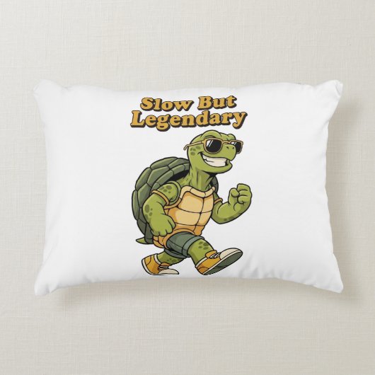 Retro Turtle Slow But Legendary Rectangular Pillow アクセントクッション (正面)