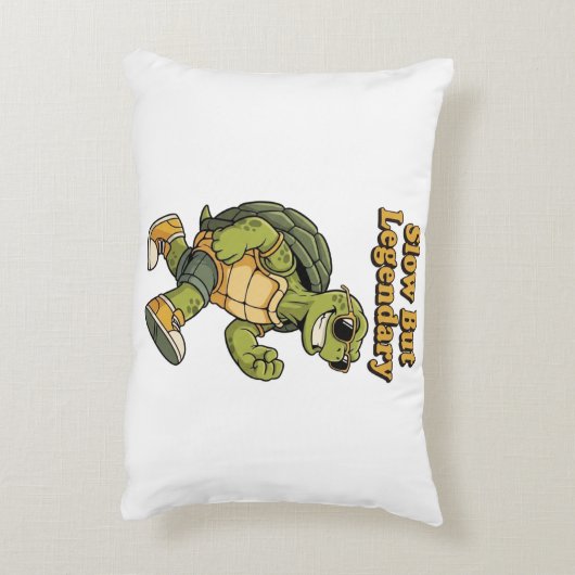 Retro Turtle Slow But Legendary Rectangular Pillow アクセントクッション (裏面(縦))