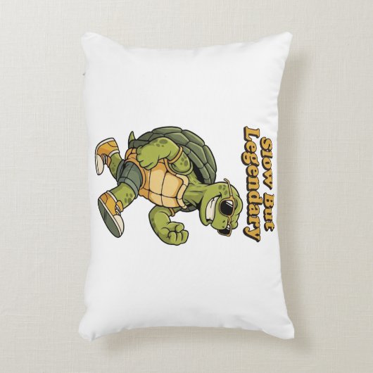 Retro Turtle Slow But Legendary Rectangular Pillow アクセントクッション (正面(垂直))