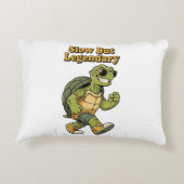 Retro Turtle Slow But Legendary Rectangular Pillow アクセントクッション (裏面)
