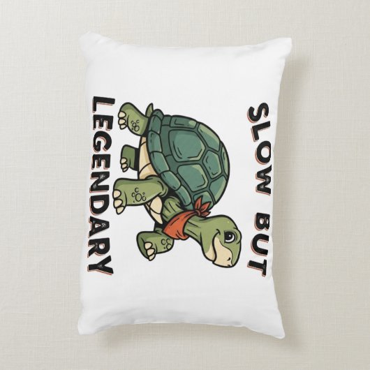 Retro Turtle Slow Legend Rectangular Pillow アクセントクッション (裏面(縦))