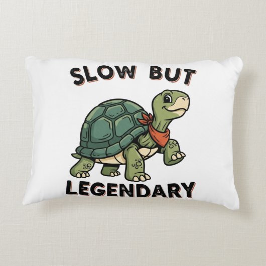 Retro Turtle Slow Legend Rectangular Pillow アクセントクッション (裏面)