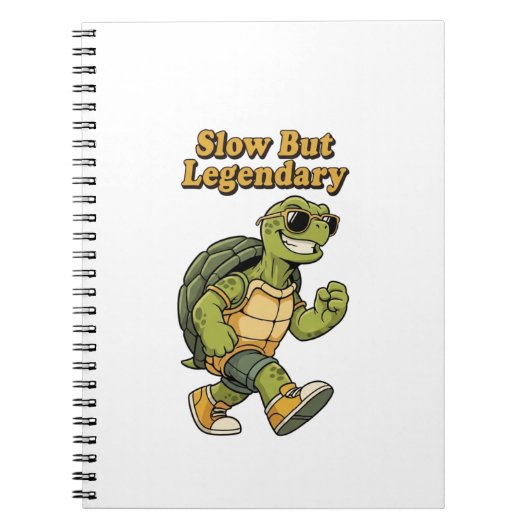 Retro Turtle Slow Living Lined Notebook ノートブック (正面)
