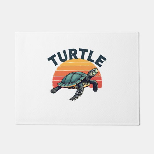 Retro Turtle T-Shirt ドアマット (正面)