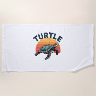 Retro Turtle T-Shirt ビーチタオル