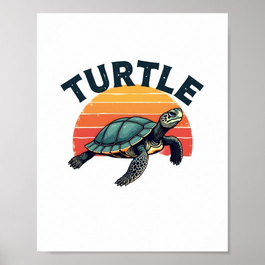 Retro Turtle T-Shirt ポスター (正面)