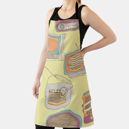 retro tv and radio. seamless pattern エプロン (インサイチュ)