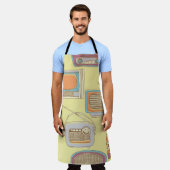 retro tv and radio. seamless pattern エプロン (着用した状態)