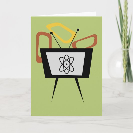 Retro TV Blank Folded Greeting Card カード (正面)