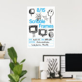Retro TV Doodle Art Print Scribble Frames Poster ポスター (ホームオフィス)