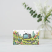 Retro TV Meadow | クリエイティブQRコード名刺 名刺 (スタンド正面)
