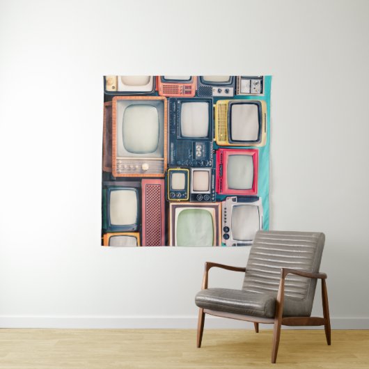 Retro TV receivers set from circa 60s, 70s and 80s タペストリー (インサイチュ(横))