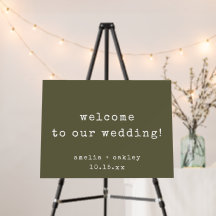 Retro Typewriter Olive Custom Wedding Welcome Sign