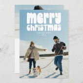 Retro Typography Photo Merry Christmas Letter シーズンカード (正面/裏面)
