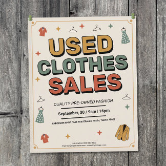 Retro Typography - Used Clothes Sales チラシ