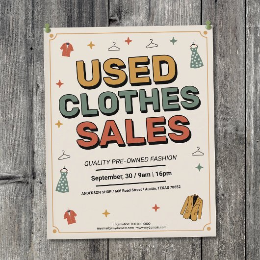 Retro Typography - Used Clothes Sales チラシ