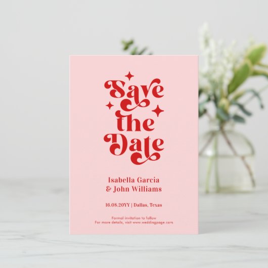 Retro Typography Wedding Save The Date 案内状 (スタンド正面)