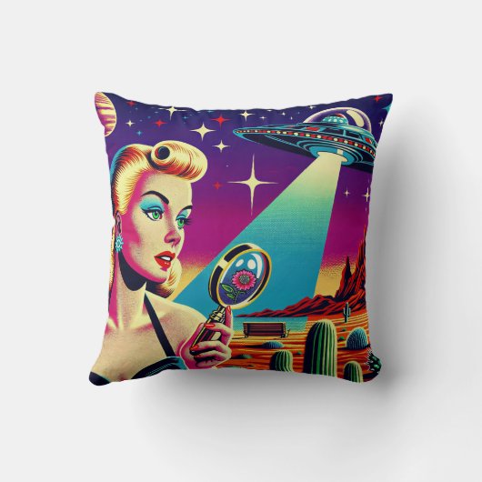 Retro UFO Pin-Up T-Shirt  クッション (裏面)