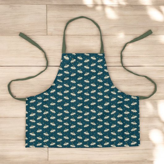 Retro UFO Spaceship Kids Space Adventure エプロン