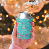 Retro Ugly Christmas Sweater Blue Red Holly 缶クーラー