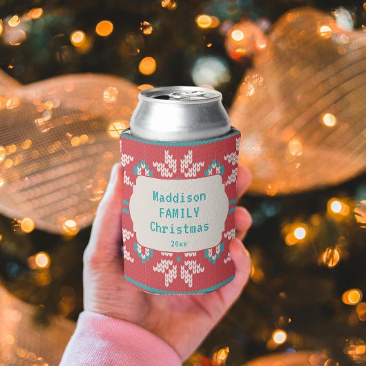 Retro Ugly Christmas Sweater Nordic Red Blue 缶クーラー